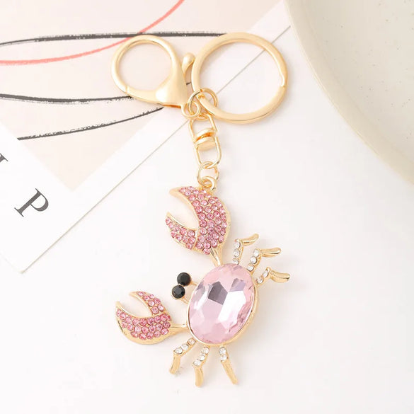 Cute Crab Zinc Alloy Diamond Unisex Bag Pendant Keychain