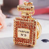 Cute Creative Pearl Bow Perfume Bottle Shaped Metal Keychain For Women As Bag Pendant Or Key Ring Diamond Gifts