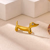 Cute Dachshund Animal Brooch For Women Geometric Stainless Steel Design With 18K Gold Plated Finish Elegant Fashion Jewelry Accessory