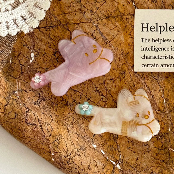 Cute Dog Duckbill Hairpin Made Of Acetic Acid With Diamond Set For Women High End Sense Cartoon All Match Hair Accessories
