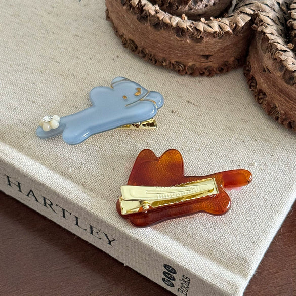 Cute Dog Duckbill Hairpin Made Of Acetic Acid With Diamond Set For Women High End Sense Cartoon All Match Hair Accessories