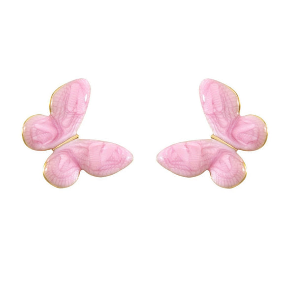 Cute Enamel Butterfly Earrings For Women Stainless Steel Animal Shaped Drip Oil Earrings With Light Luxury Style