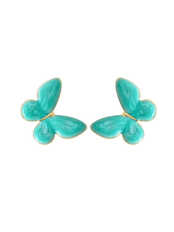 Cute Enamel Butterfly Earrings For Women Stainless Steel Animal Shaped Drip Oil Earrings With Light Luxury Style
