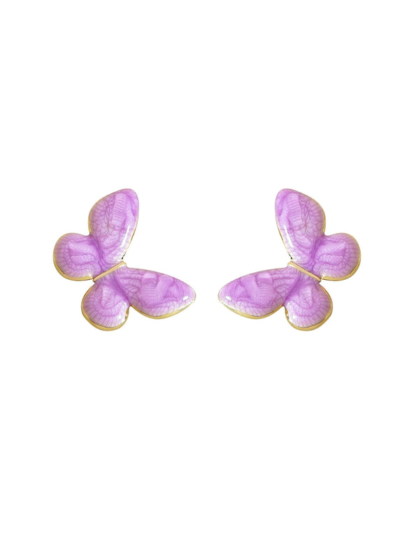 Cute Enamel Butterfly Earrings For Women Stainless Steel Animal Shaped Drip Oil Earrings With Light Luxury Style