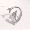 Cute Fish Shaped Stainless Steel Open Ring For Women With Animal Pattern And Electroplated Finish