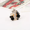 Cute Floral Cat Adjustable Alloy Ring With Micro Inlaid Crystal And Resin Rose Diamond Treated Fashion Ring For Women