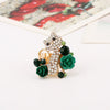 Cute Floral Cat Adjustable Alloy Ring With Micro Inlaid Crystal And Resin Rose Diamond Treated Fashion Ring For Women