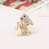 Cute Floral Cat Adjustable Alloy Ring With Micro Inlaid Crystal And Resin Rose Diamond Treated Fashion Ring For Women