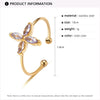 Cute Four Leaf Clover Stainless Steel Plating Inlay Zircon Open Rings