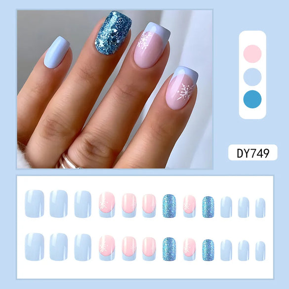 Cute French Style Sweet Cartoon Starry Sky Flower Plastic Nail Patches 1 Piece