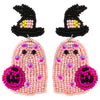 Cute Funny Multicolor Beaded Ghost Shape Plastic Resin Earrings For Women With Festive Elements