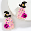 Cute Funny Multicolor Beaded Ghost Shape Plastic Resin Earrings For Women With Festive Elements