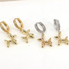Cute Geometric Balloon Dog Copper Earrings With Micro Inlaid Zircon Diamond Cut Personality Ear Buckle Style
