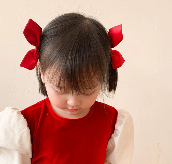 Cute Handmade Cloth Bow Duckbill Hair Clip Pearlescent Yarn Double Clip Hairpin For Baby Girls And Children