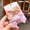 Cute Handmade Fabric Floral Bow Side Hair Clip Set For Children Duckbill Bangs Hairpins