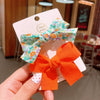 Cute Handmade Fabric Floral Bow Side Hair Clip Set For Children Duckbill Bangs Hairpins