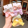 Cute Handmade Fabric Floral Bow Side Hair Clip Set For Children Duckbill Bangs Hairpins