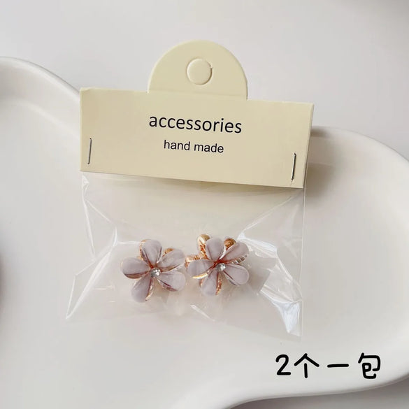 Cute Heart Shape Flower Plastic Resin Stoving Varnish Hair Claws 2 Pieces
