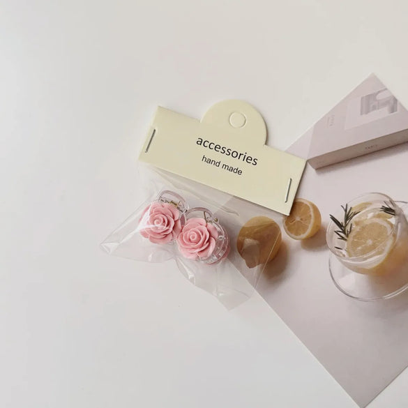 Cute Heart Shape Flower Plastic Resin Stoving Varnish Hair Claws 2 Pieces