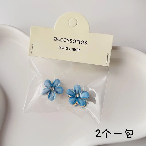 Cute Heart Shape Flower Plastic Resin Stoving Varnish Hair Claws 2 Pieces