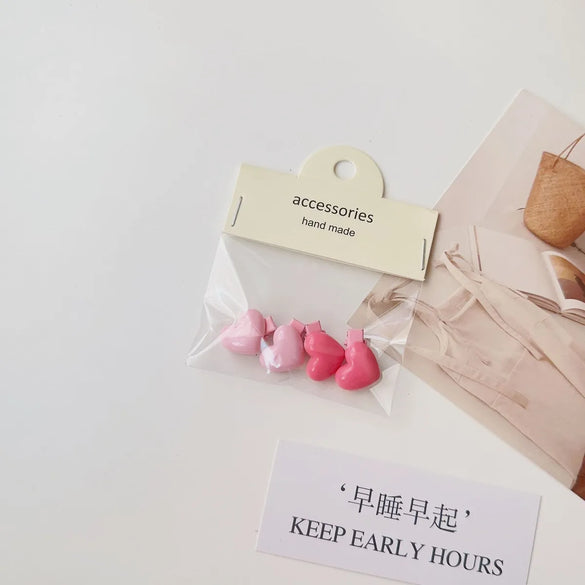 Cute Heart Shape Flower Plastic Resin Stoving Varnish Hair Claws 2 Pieces