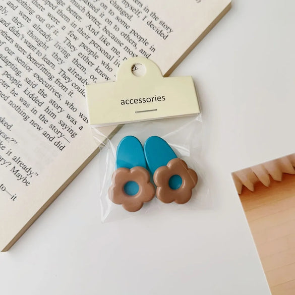 Cute Heart Shape Flower Plastic Resin Stoving Varnish Hair Claws 2 Pieces