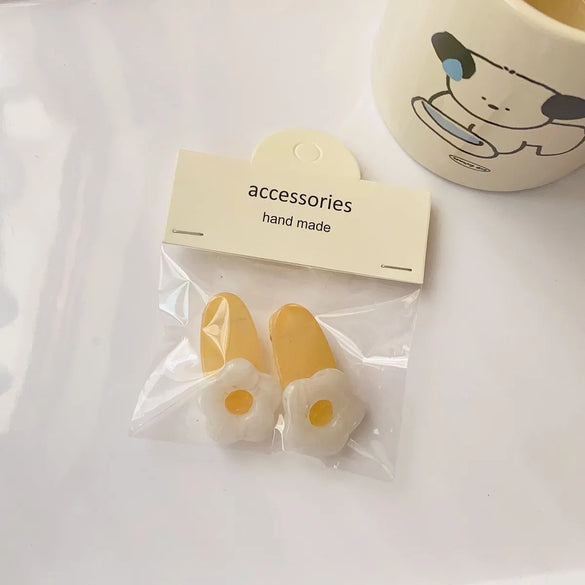 Cute Heart Shape Flower Plastic Resin Stoving Varnish Hair Claws 2 Pieces