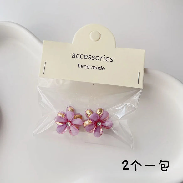 Cute Heart Shape Flower Plastic Resin Stoving Varnish Hair Claws 2 Pieces