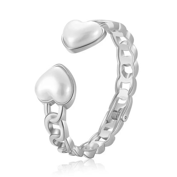 Cute Heart Shape Pearl Alloy Wholesale Bangle