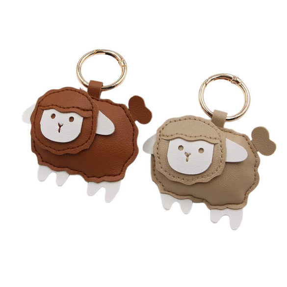 Cute Lamb Doll Artificial Leather Backpack Pendant Luggage Pendant Car Keychain With Little Bear Pig Small Animal Pattern Electroplated