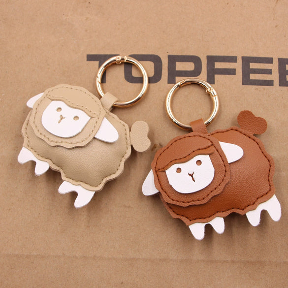 Cute Lamb Doll Artificial Leather Backpack Pendant Luggage Pendant Car Keychain With Little Bear Pig Small Animal Pattern Electroplated