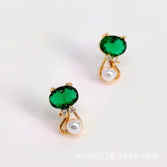 Cute Mini Cat Earrings With Diamond Accent Copper Animal Zodiac Jewelry With 925 Silver Ear Needles For Women