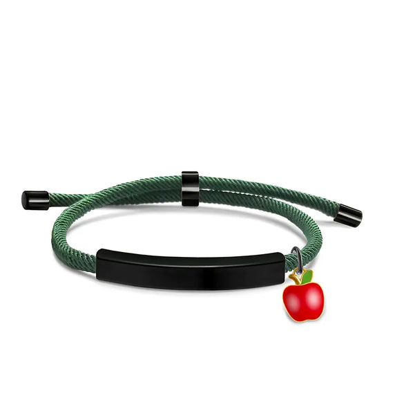 Cute Modern Style Customization Laser Engraving Apple 201 Stainless Steel Rope Cord String String Bracelets Wholesale