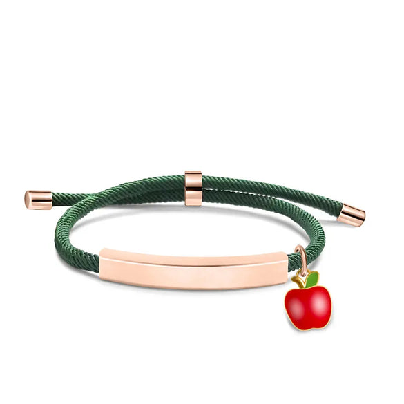 Cute Modern Style Customization Laser Engraving Apple 201 Stainless Steel Rope Cord String String Bracelets Wholesale