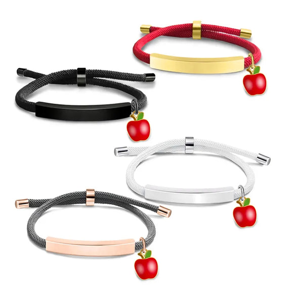 Cute Modern Style Customization Laser Engraving Apple 201 Stainless Steel Rope Cord String String Bracelets Wholesale