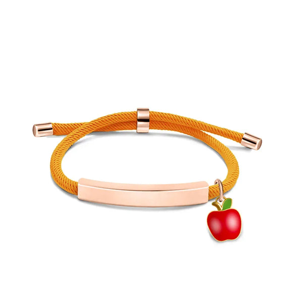Cute Modern Style Customization Laser Engraving Apple 201 Stainless Steel Rope Cord String String Bracelets Wholesale