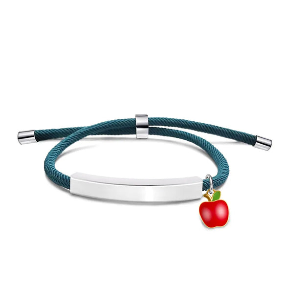 Cute Modern Style Customization Laser Engraving Apple 201 Stainless Steel Rope Cord String String Bracelets Wholesale