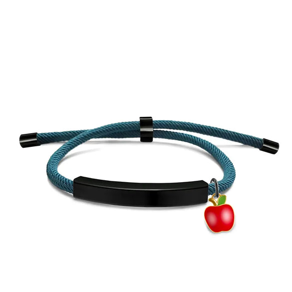 Cute Modern Style Customization Laser Engraving Apple 201 Stainless Steel Rope Cord String String Bracelets Wholesale