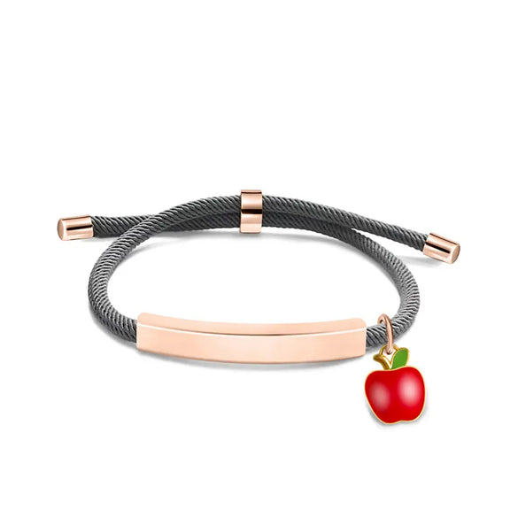 Cute Modern Style Customization Laser Engraving Apple 201 Stainless Steel Rope Cord String String Bracelets Wholesale