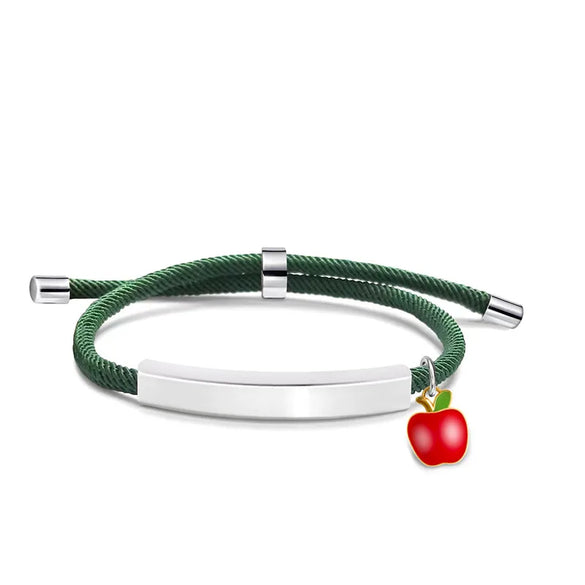Cute Modern Style Customization Laser Engraving Apple 201 Stainless Steel Rope Cord String String Bracelets Wholesale