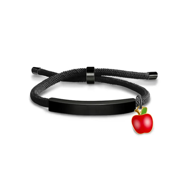Cute Modern Style Customization Laser Engraving Apple 201 Stainless Steel Rope Cord String String Bracelets Wholesale