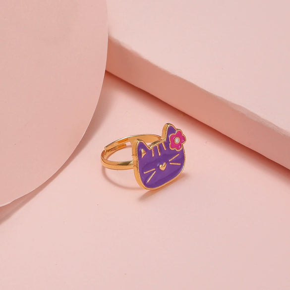 Cute Open Butterfly Ring For Children And Women Adjustable Fun Cartoon Jewelry Alloy Dripping Oil