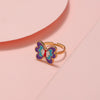Cute Open Butterfly Ring For Children And Women Adjustable Fun Cartoon Jewelry Alloy Dripping Oil