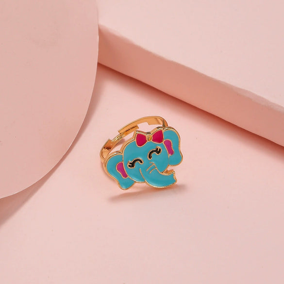 Cute Open Butterfly Ring For Children And Women Adjustable Fun Cartoon Jewelry Alloy Dripping Oil