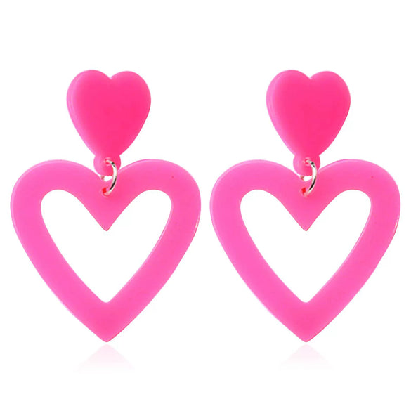 Cute Pink Heart Shaped Epoxy Earrings For Women Simple Fashion Resin Needle Earrings With Ins Style Design