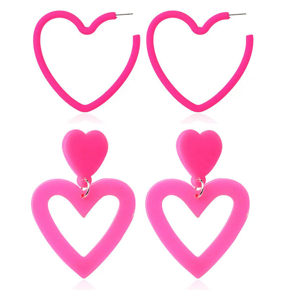 Cute Pink Heart Shaped Epoxy Earrings For Women Simple Fashion Resin Needle Earrings With Ins Style Design