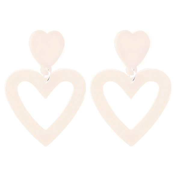 Cute Pink Heart Shaped Epoxy Earrings For Women Simple Fashion Resin Needle Earrings With Ins Style Design
