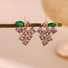 Cute Purple Zircon Grape Earrings For Women Goldplated Copper Fruit Jewelry With A Sweet Design For Wholesale