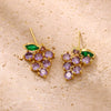 Cute Purple Zircon Grape Earrings For Women Goldplated Copper Fruit Jewelry With A Sweet Design For Wholesale