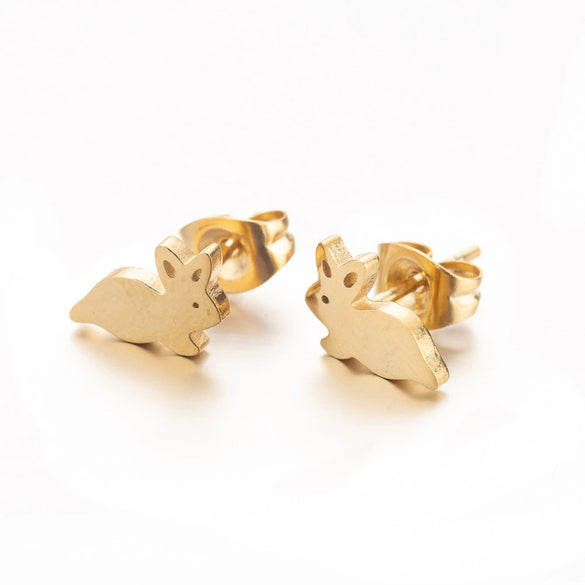 Cute Rabbit Animal Cartilage Earrings For Women Electroplated Stainless Steel Ear Studs Fashion Jewelry Gift